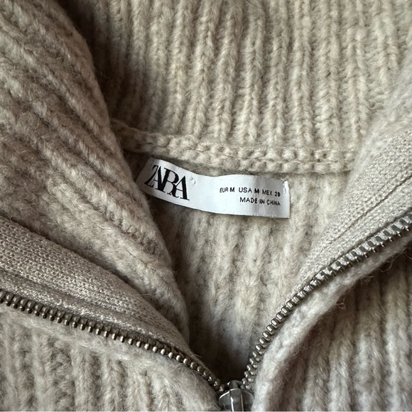 NWOT Zara knit zippered zip vest fall winter dickey layer collar crop cream - Picture 10 of 11